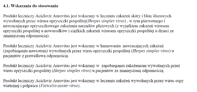 Wskazania wg ChPL