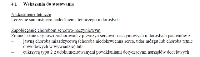 Wskazania wg ChPL