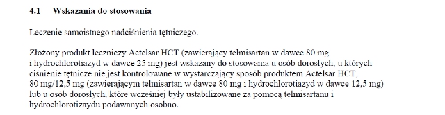 Wskazania wg ChPL
