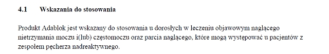 Wskazania wg ChPL