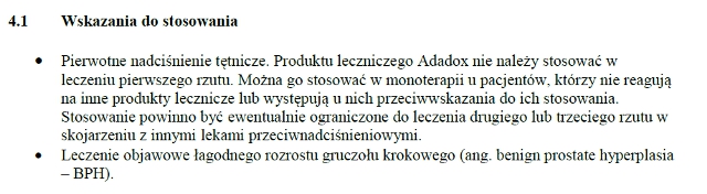 Wskazania wg ChPL