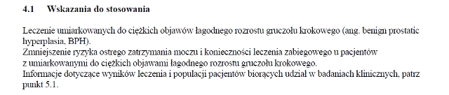 Wskazania wg ChPL