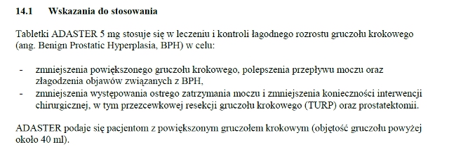 Wskazania wg ChPL