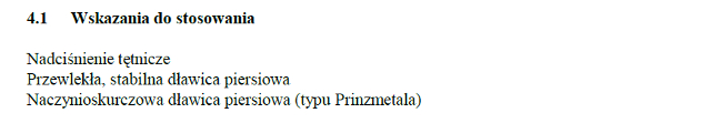 Wskazania wg ChPL