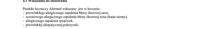 Wskazania wg ChPL