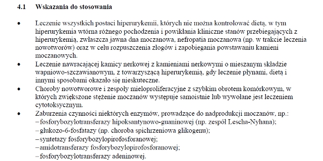 Wskazania wg ChPL