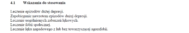Wskazania wg ChPL