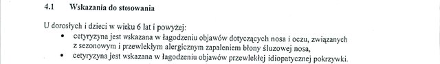 Wskazania wg ChPL