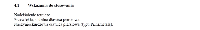 Wskazania wg ChPL