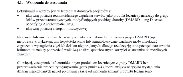 Wskazania wg ChPL