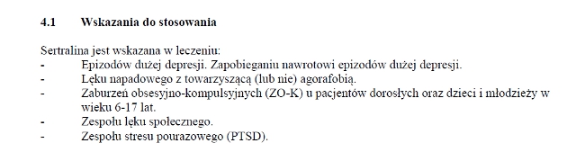 Wskazania wg ChPL