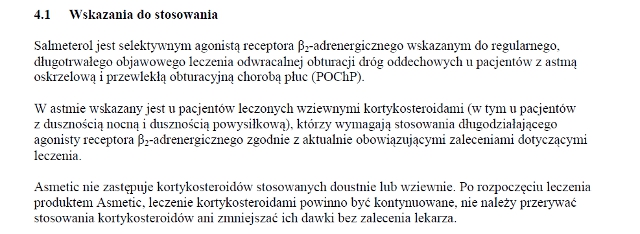 Wskazania wg ChPL
