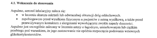 Wskazania wg ChPL