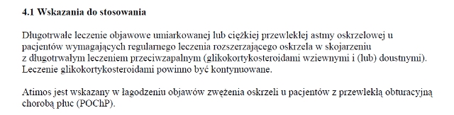 Wskazania wg ChPL
