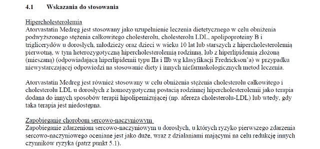 Wskazania wg ChPL
