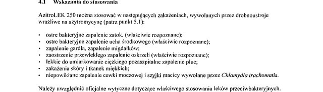 Wskazania wg ChPL