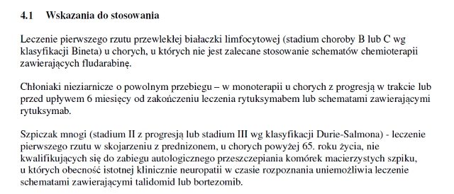 Wskazania wg ChPL