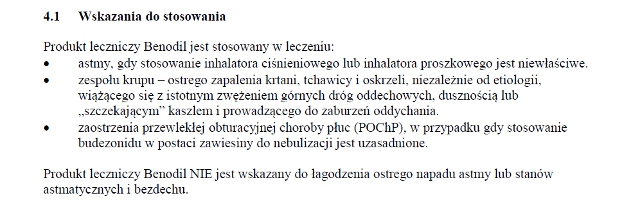 Wskazania wg ChPL