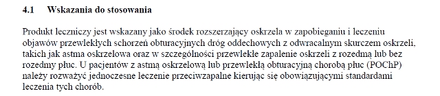 Wskazania wg ChPL