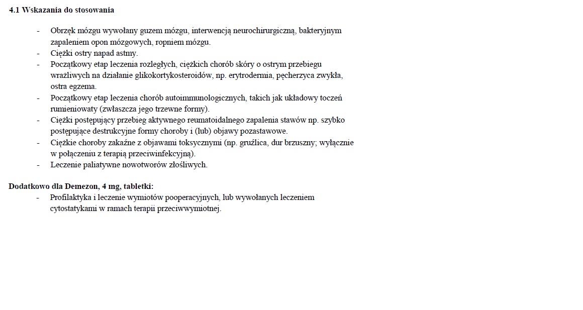 Wskazania wg ChPL