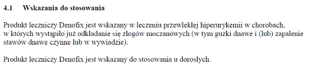 Wskazania wg ChPL