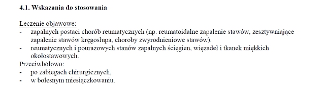 Wskazania wg ChPL
