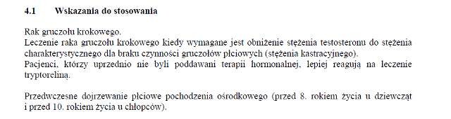 Wskazania wg ChPL