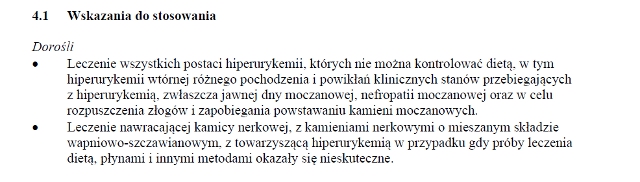 Wskazania wg ChPL