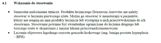 Wskazania wg ChPL