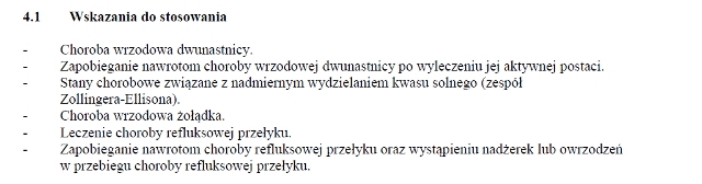 Wskazania wg ChPL