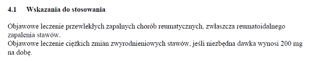 Wskazania wg ChPL