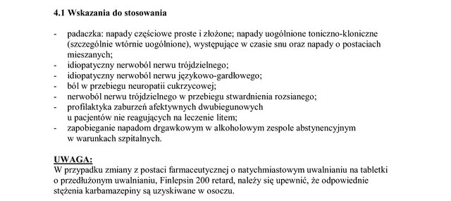 Wskazania wg ChPL
