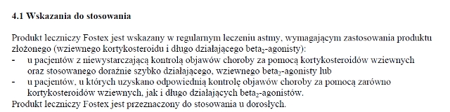 Wskazania wg ChPL