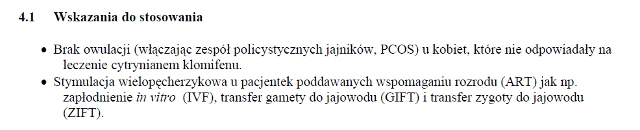 Wskazania wg ChPL