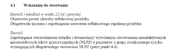 Wskazania wg ChPL