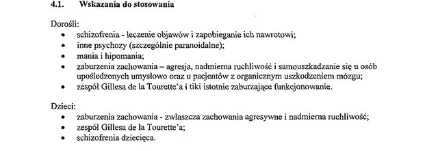 Wskazania wg ChPL