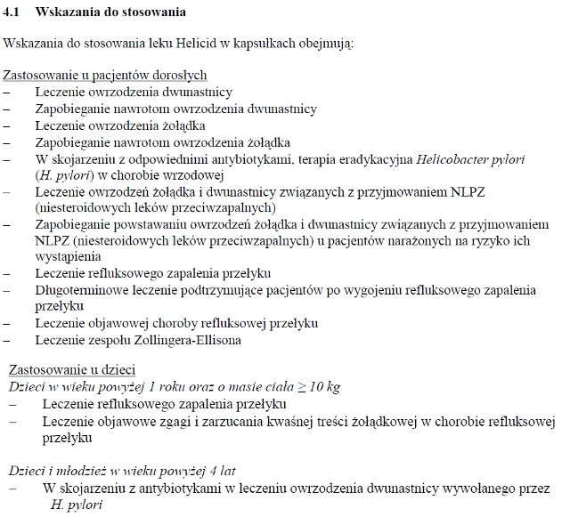 Wskazania wg ChPL