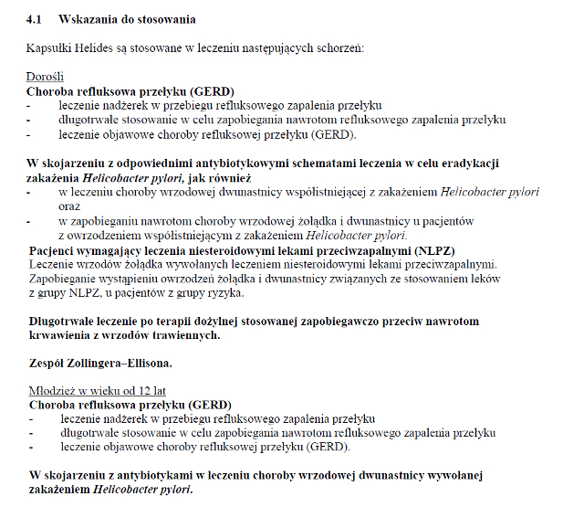 Wskazania wg ChPL