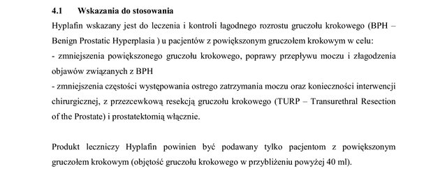 Wskazania wg ChPL