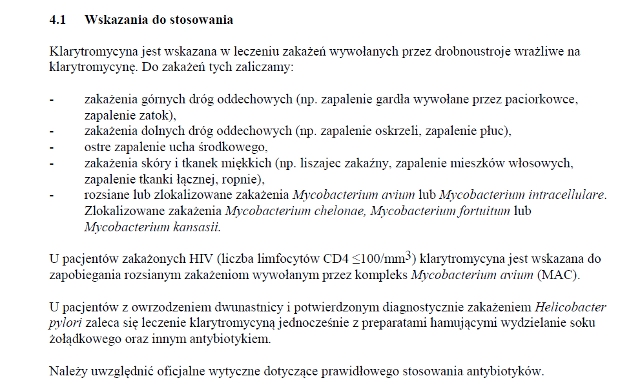 Wskazania wg ChPL
