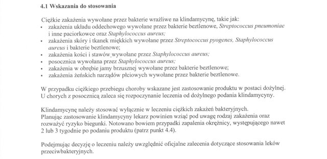 Wskazania wg ChPL