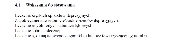 Wskazania wg ChPL