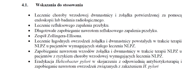 Wskazania wg ChPL
