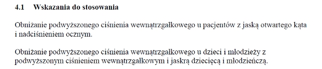 Wskazania wg ChPL