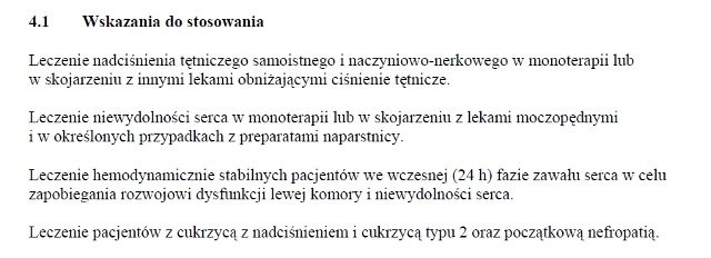 Wskazania wg ChPL