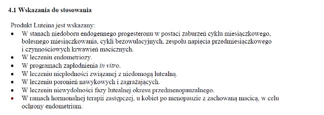 Wskazania wg ChPL
