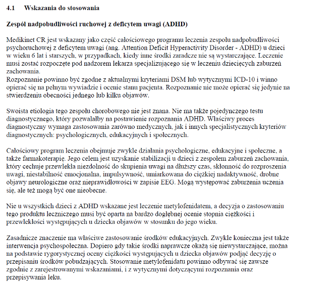 Wskazania wg ChPL