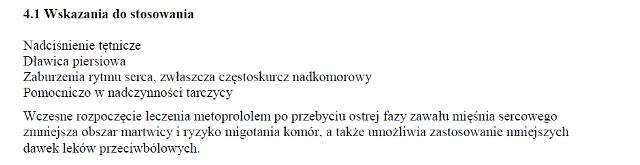 Wskazania wg ChPL