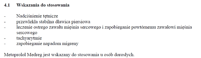 Wskazania wg ChPL