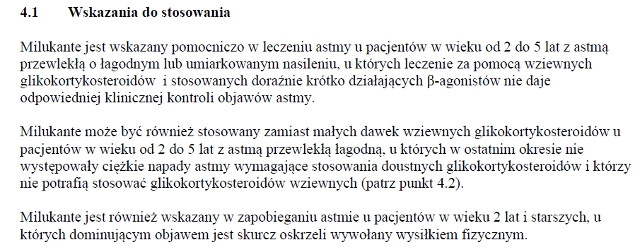 Wskazania wg ChPL